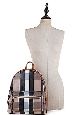 STYLISH CHECK PU LEATHER FASHION BACKPACK JYBL-4125