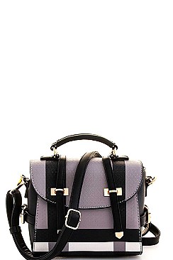 TRENDY COLOR BLOCK CHECK CONVERTIBEL BACKPACK OR CROSSBODY BAG