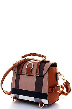 TRENDY COLOR BLOCK CHECK CONVERTIBEL BACKPACK OR CROSSBODY BAG