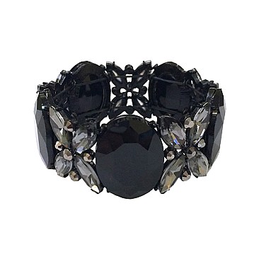 Fashion Multi Stone Gem Cluster Stretch Bracelet SLBL065