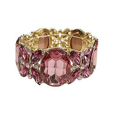 Fashion Multi Stone Gem Cluster Stretch Bracelet SLBL065