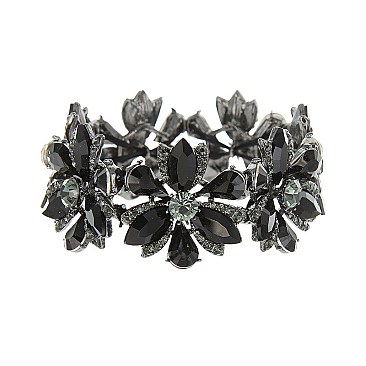 FASHION MARQUISE STONE FLOWER STRETCH BRACELET