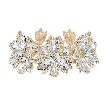 FASHION MARQUISE STONE FLOWER STRETCH BRACELET