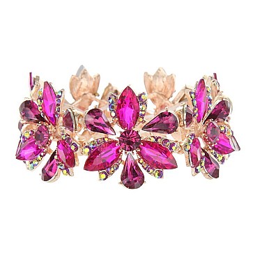 FASHION MARQUISE STONE FLOWER STRETCH BRACELET