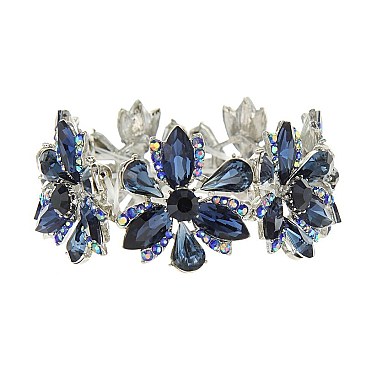 FASHION MARQUISE STONE FLOWER STRETCH BRACELET