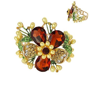 FASHION FLOWER HINGED BRACELET SLBL086
