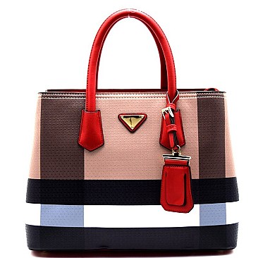 Classic Checker Print Triangular Logo Satchel