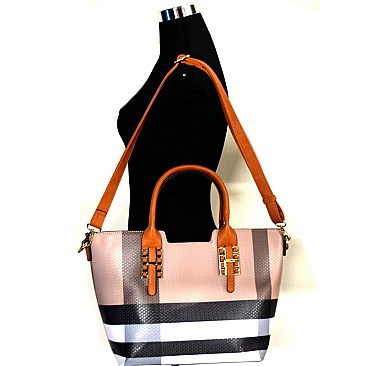 Checker Belted Structured Classic Tote