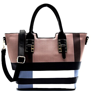 Checker Belted Structured Classic Tote