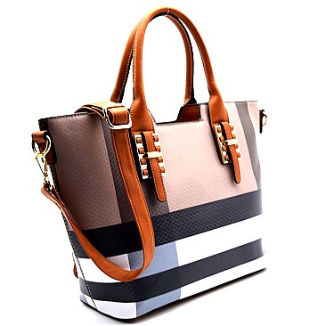 Checker Belted Structured Classic Tote