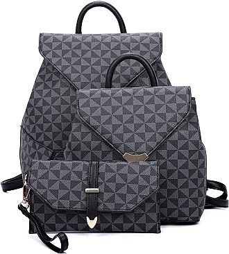 3 in 1 Monogram Dual Back Packs & Clutch Set