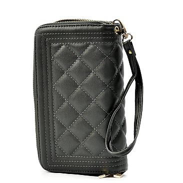 Quilted Wristlet Double zipper Wallet