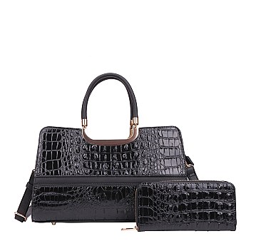 2 In 1 Crocodile Satchel Wallet Set - High Quality