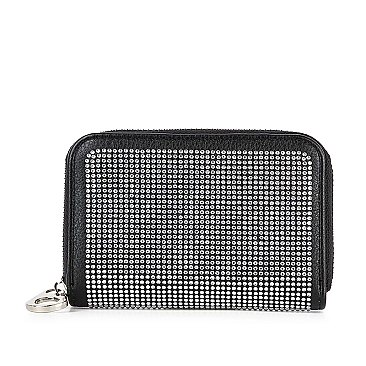 Rhinestone Design Petite Zip Around Wallet