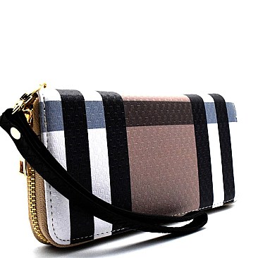 Checker Print Zip-around Classic Wallet