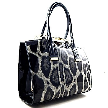 Patent Leopard Print Clutch-Top Boutique Satchel