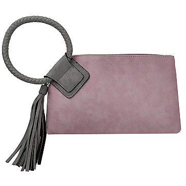 Fashion Cuff Handle Tassel Wristlet Clutch