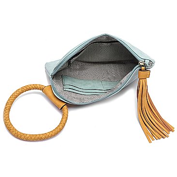 Fashion Cuff Handle Tassel Wristlet Clutch