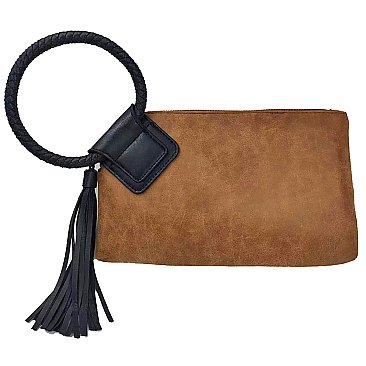 Fashion Cuff Handle Tassel Wristlet Clutch