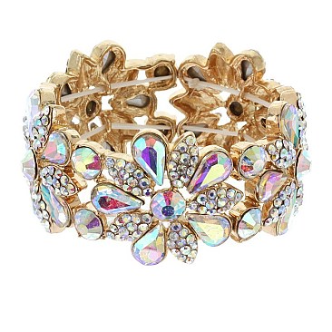 FASHION FLORAL STONE STRETCH BRACELET