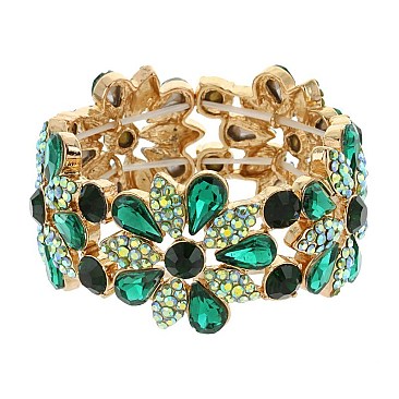 FASHION FLORAL STONE STRETCH BRACELET