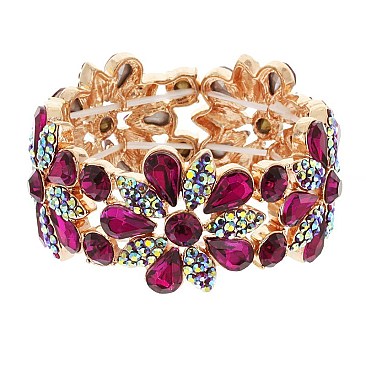 FASHION FLORAL STONE STRETCH BRACELET