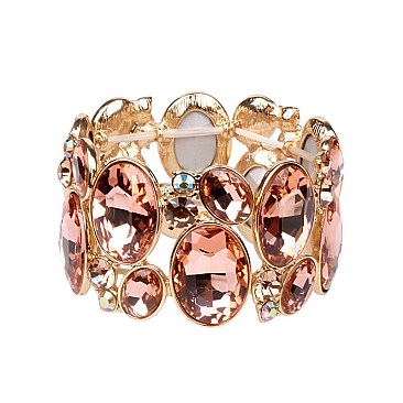 Fashion Oval Gem Cluster Stretch Bracelet SLBQ6