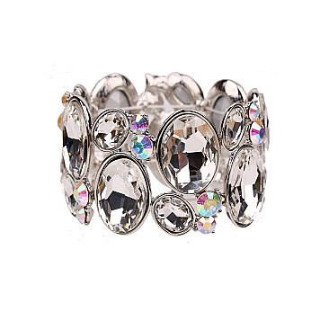 Fashion Oval Gem Cluster Stretch Bracelet SLBQ6