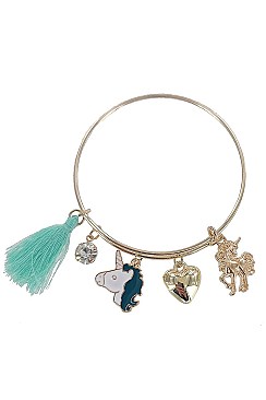 PACK OF 12 CUTE ASSORTED COLOR MULTI CHARM UNICORN BRACELET