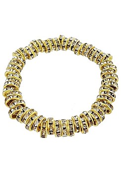 PACK 0F 12 Rhinestone Disks Stretch BRACELETS