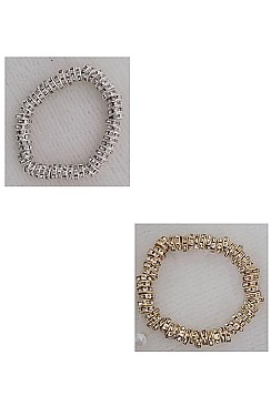 PACK 0F 12 Rhinestone Disks Stretch BRACELETS