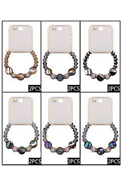 PACK 0F 12 FASHION ASSORTED COLOR Glass Beads BRACELETS