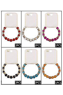 PACK OF 12 ENCHANTING ASSORTED COLOR MULTI BEAD STRETCH BRACELET