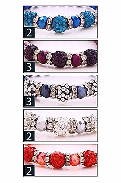 PACK OF 12 CUTE ASSORTED COLOR GLASS BEAD STRETCH BRACELET