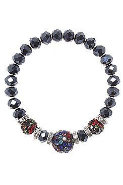 PACK OF 12 TRENDY ASSORTED COLOR FIREBALL AND GLASS BEAD BRACELET