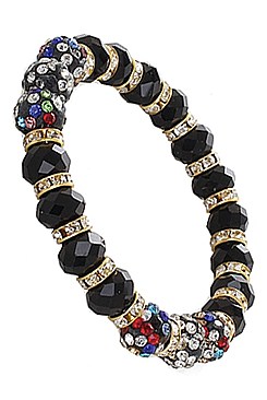 Pack of 12 Bright Crystal Beads Stretch Bracelet Set