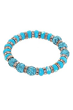 Pack of 12 Bright Crystal Beads Stretch Bracelet Set