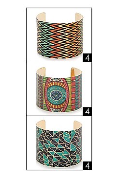 PACK OF (12 PIECES) TRIBAL PRINT CUFF BANGLE Bracelet FM- BRC4499