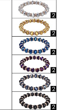 PACK OF 12 FASHIONABLE MULTI BEAD BRACELET