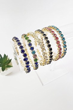 Pack of 12 Bright Crystal Adjustable Cuff Bracelet Set