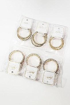 Pack of 12 Bright Crystal Adjustable Cuff Bracelet Set