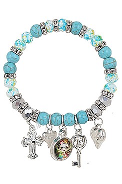 PACK OF 12 CHIC ASSORTED COLOR MULTI CHARM BRACELET