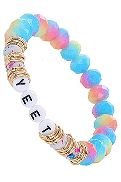 PACK OF 12 CUTE ASSORTED COLOR MULTI BEAD BRACELET