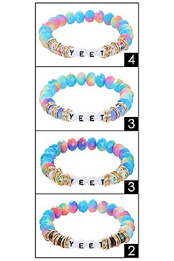 PACK OF 12 CUTE ASSORTED COLOR MULTI BEAD BRACELET