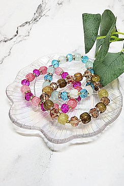 Pack of 12 Multicolor Mix Beads Stretch Bracelet Set