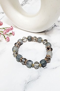 Pack of 12 Multicolor Mix Beads Stretch Bracelet Set
