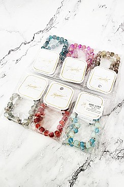 Pack of 12 Multicolor Mix Beads Stretch Bracelet Set