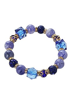 PACK OF 12 ENCHANTING ASSORTED COLOR MULTI BEAD STRETCH BRACELET