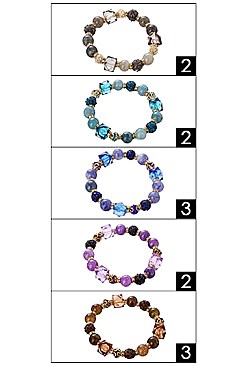 PACK OF 12 ENCHANTING ASSORTED COLOR MULTI BEAD STRETCH BRACELET