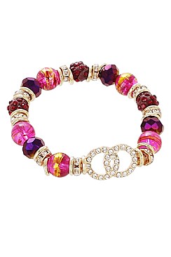 PACK OF 12 ENCHANTING ASSORTED COLOR MULTI BEAD STRETCH BRACELET